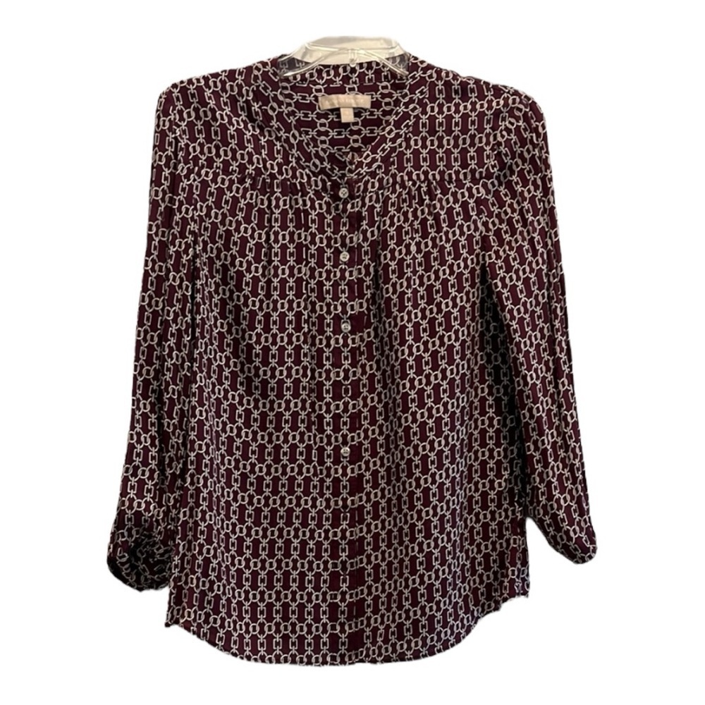 Banana Republic Women's Burgundy Patterned Top- size small
